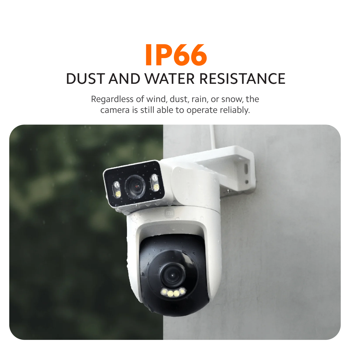Outdoor dual camera with white weather-resistant housing and dual front lenses