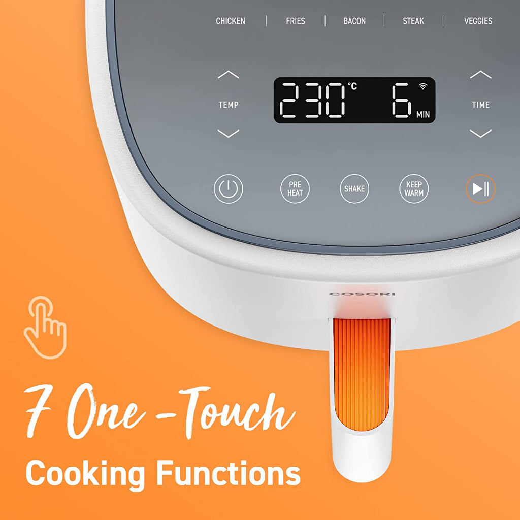 Digital air fryer control panel with temperature and time display