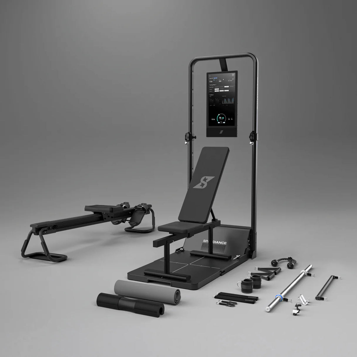 Speediance Gym Monster 2 Trainer mit Display, klappbarer Bank und Zubehör-Set