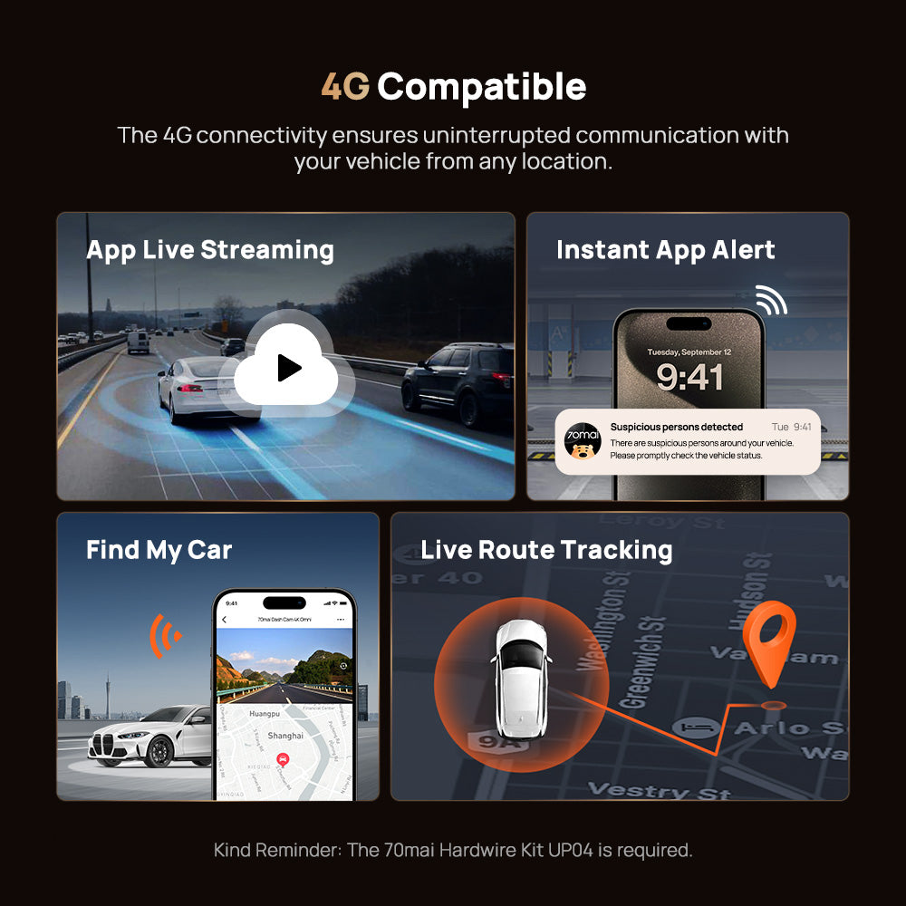 T800 4K 3 Channel Dashcam 4G
