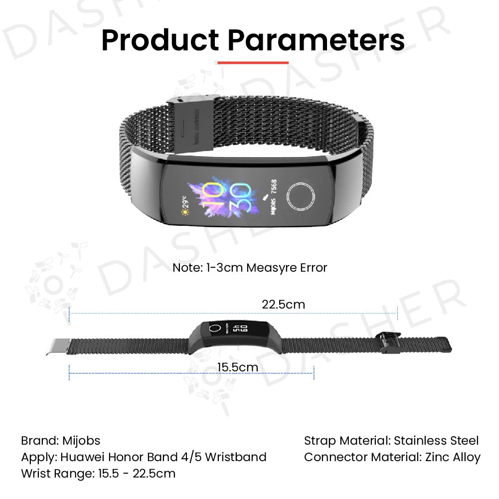Mijobs Mesh Stainless Steel Strap for Honor Band 5 and Band 4