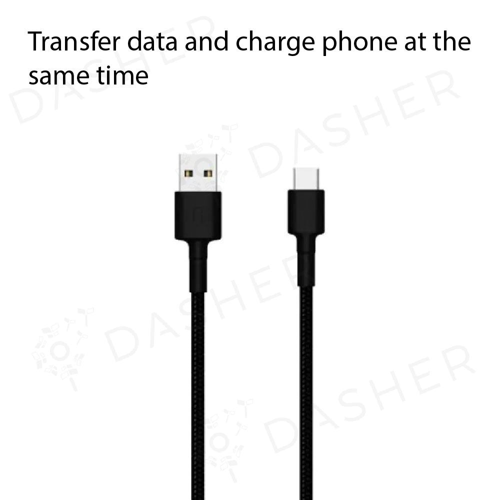 Black braided USB-A to USB Type-C cable with black connectors and strain relief