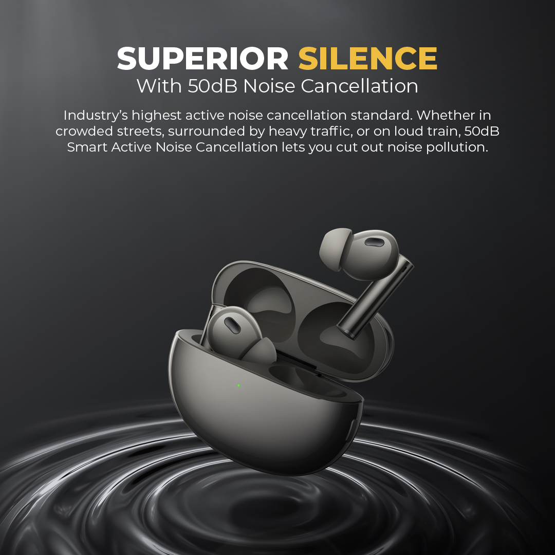 realme Buds Air 6 Pro True Wireless Earphone 50dB Deep Sea Noise Reduction 2.0 Bluetooth 5.3 40 Hours