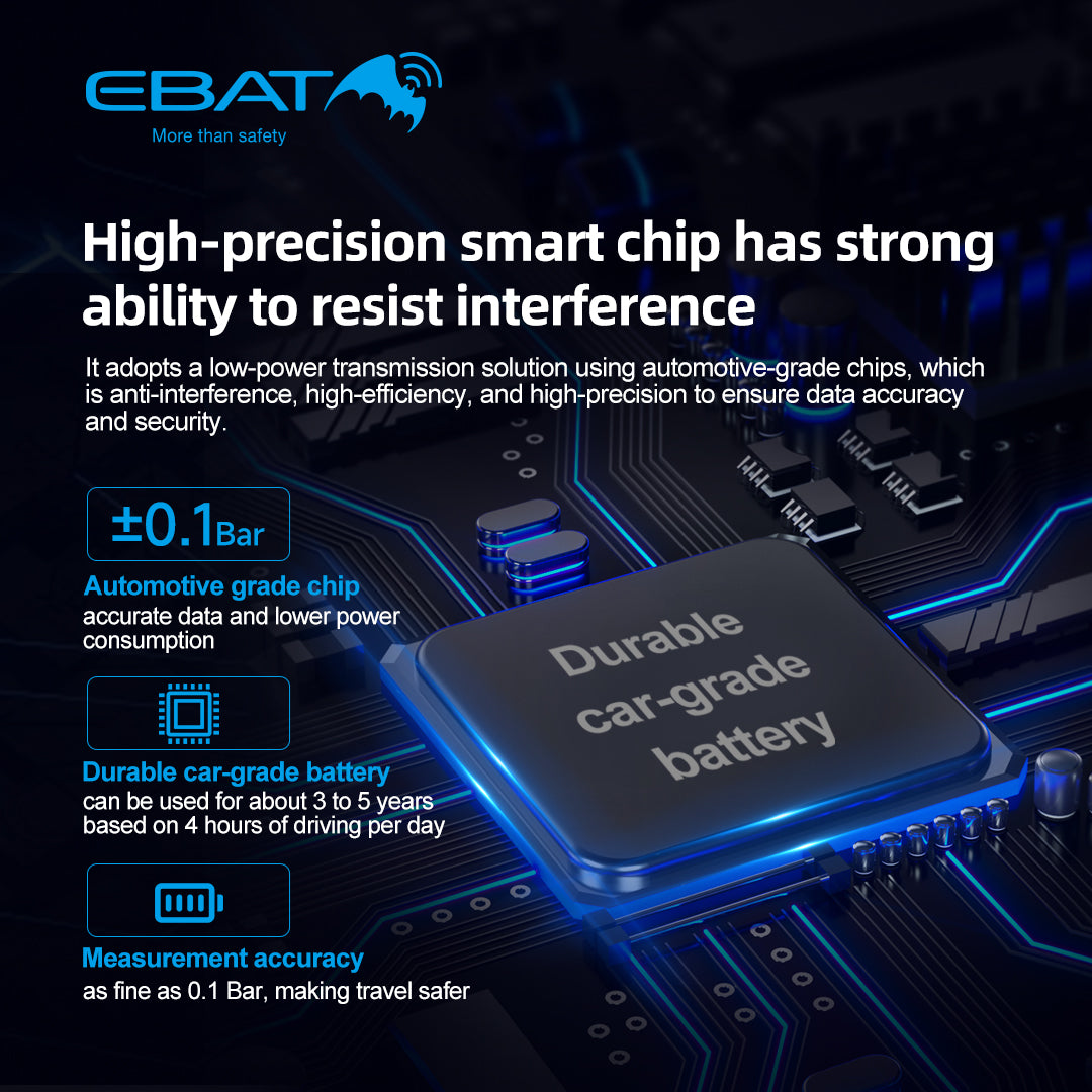 EBAT Steelmate Solar Powered TPMS Tire Pressure and Temp Monitoring Sensor