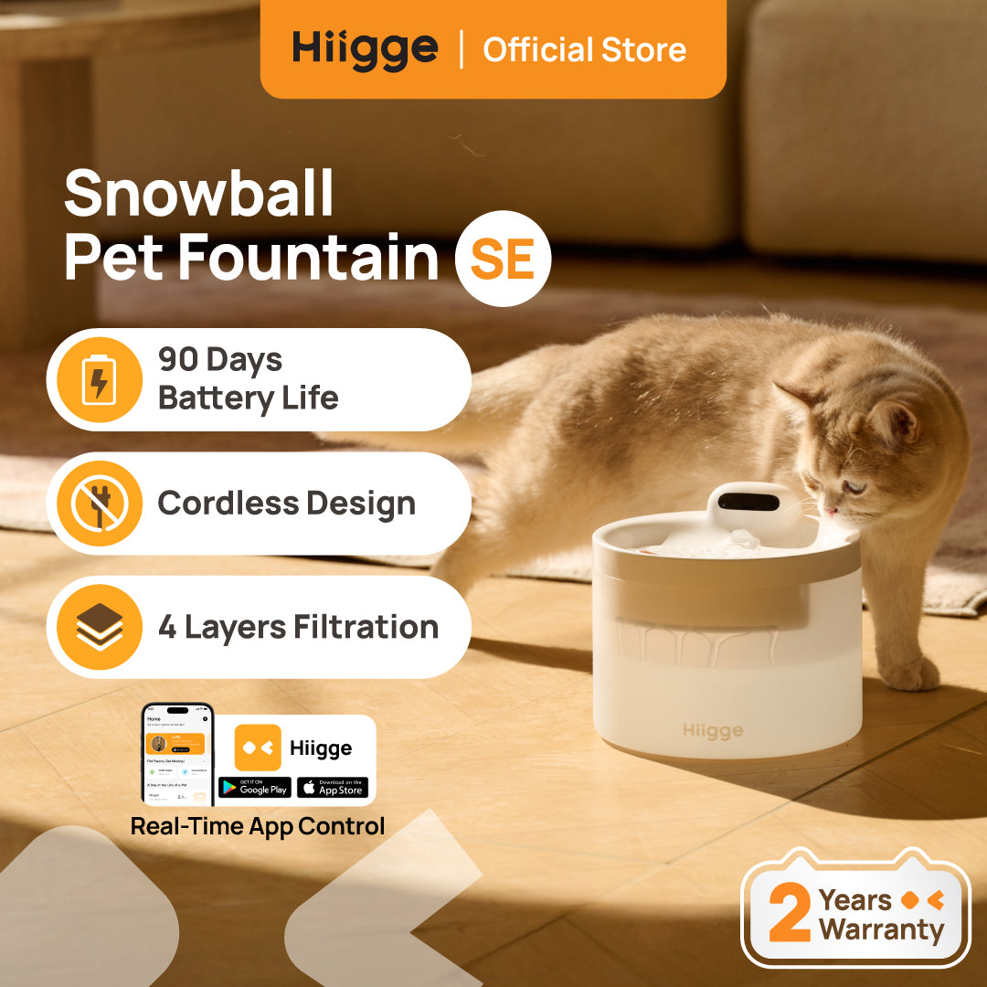 Hiigge Snowball SE Cordless Pet Water Fountain 2.3L with App Control Last Up to 96 Days