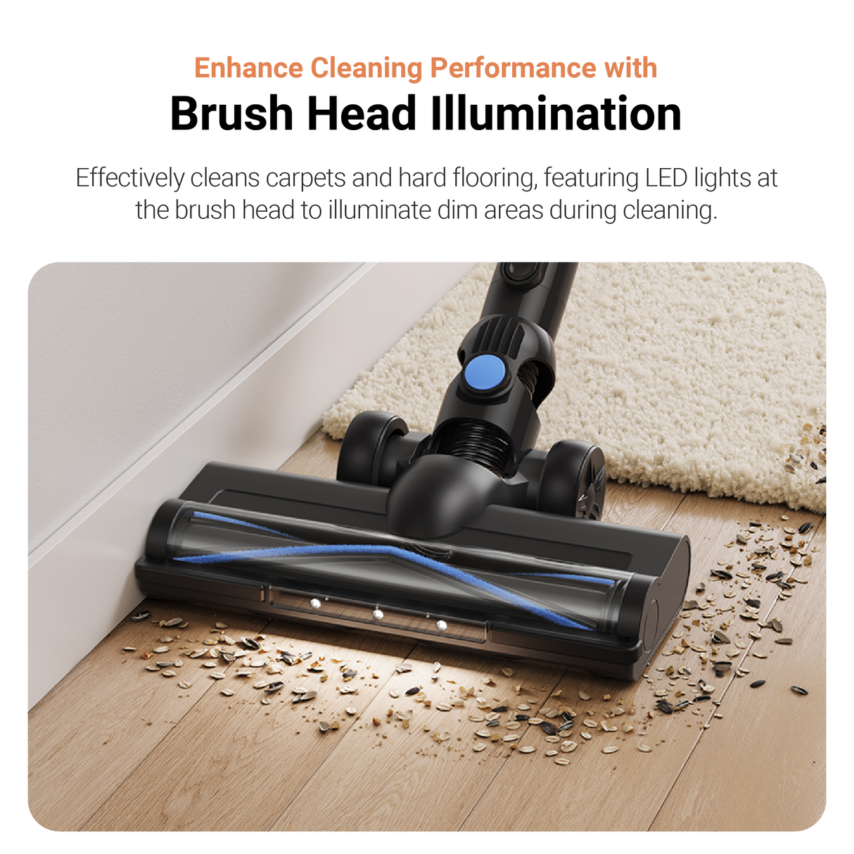 MOVA J10 Cordless Stick Vacuum | LED Light | Ultra Lightweight | Multi-Layer Filtration | Foldable Tube | Washable parts