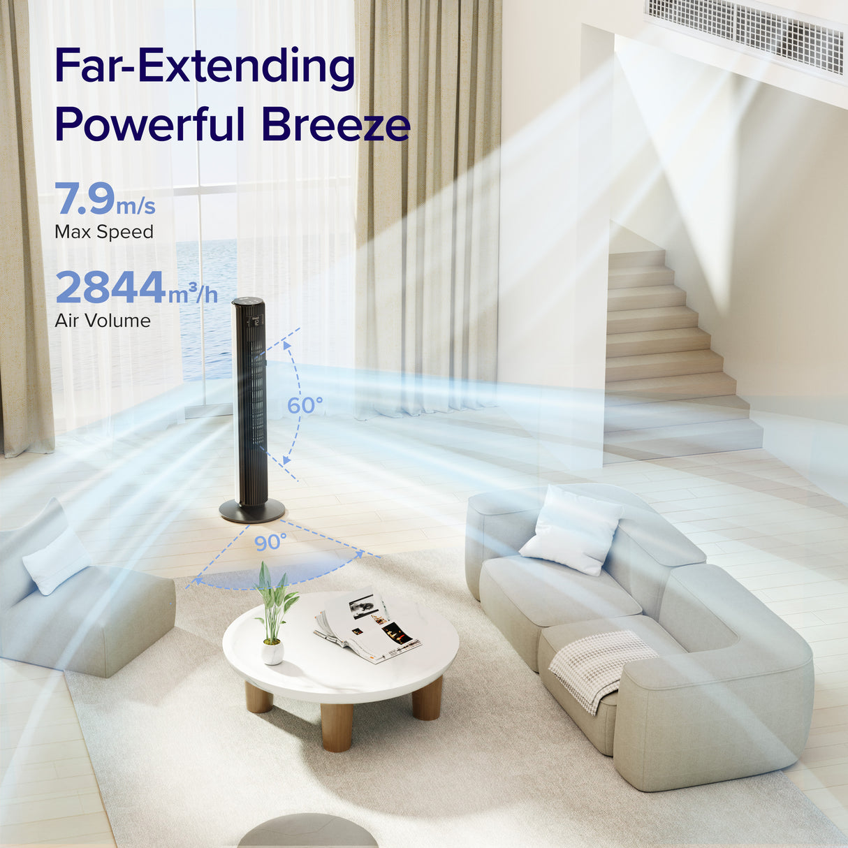 Levoit Classic Pro Smart Tower Fan 42-inch Brushless DC Motor App Control with wifi