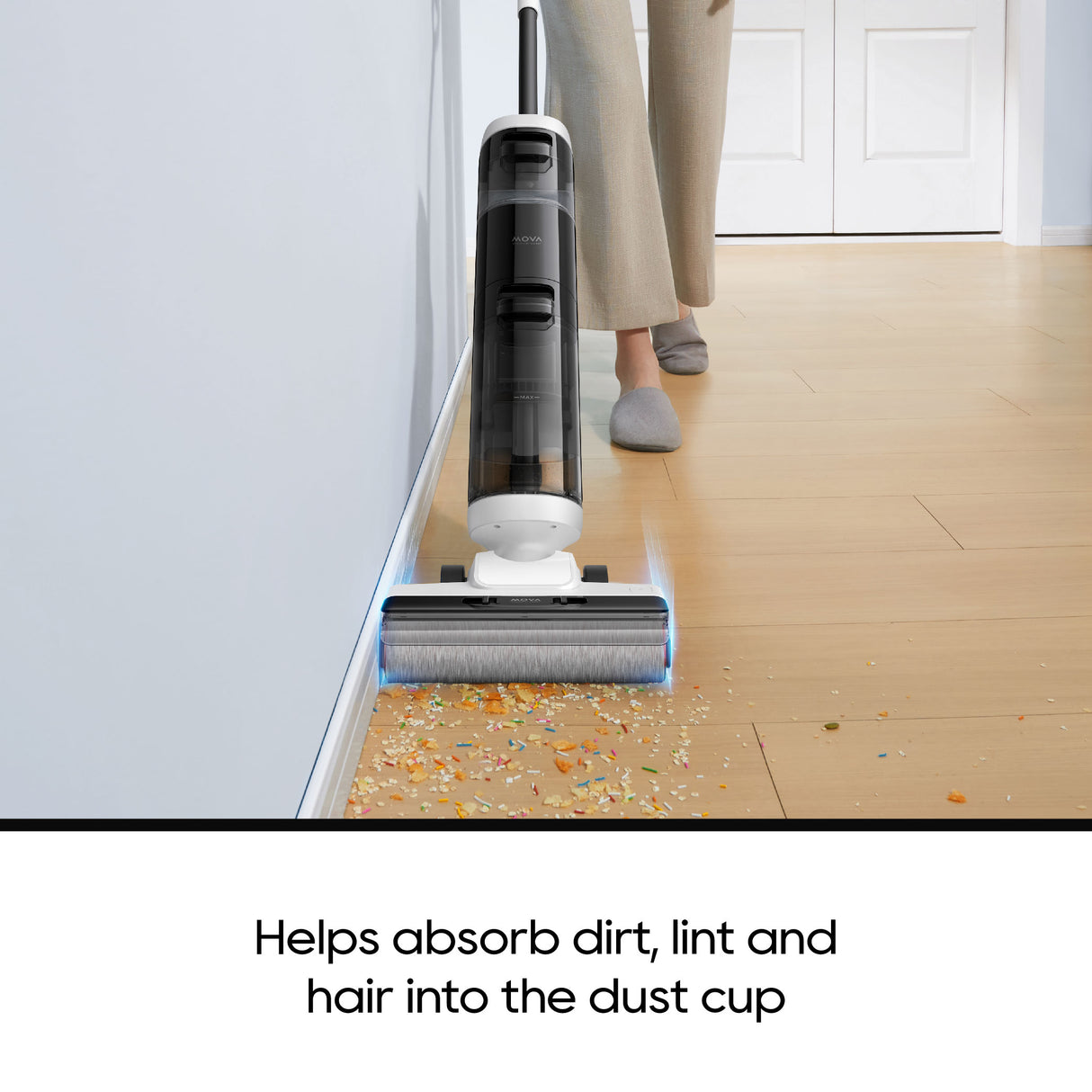 Roller Brush-Aufsatz am Staubsauger, mit grauer Walze für Hartböden