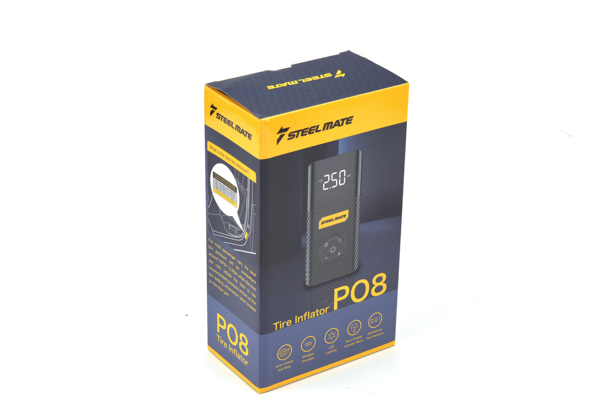 Steelmate Portable Mini Tire Inflator/Air Pump PO8 | 4 in 1 with LED Display Powerbank Car Motorcycle Bicycle Ball (铁将军)