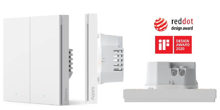 Aqara Smart Wall Switch H1 EU double rocker, front panel with logo
