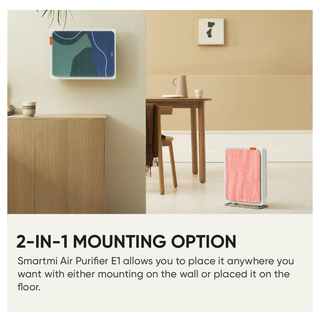 Smartmi E1 Frame Air Purifier Smart Control Flexible Placement Compact Design (18 ㎡ / 194 sq. ft)