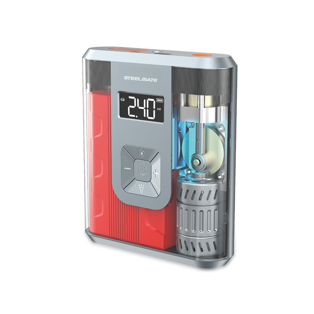 Steelmate V12 4 IN 1 Tire Inflator, Jump Starter, Portable Power bank & Emergency Light with 5 Inflation Modes (铁将军)