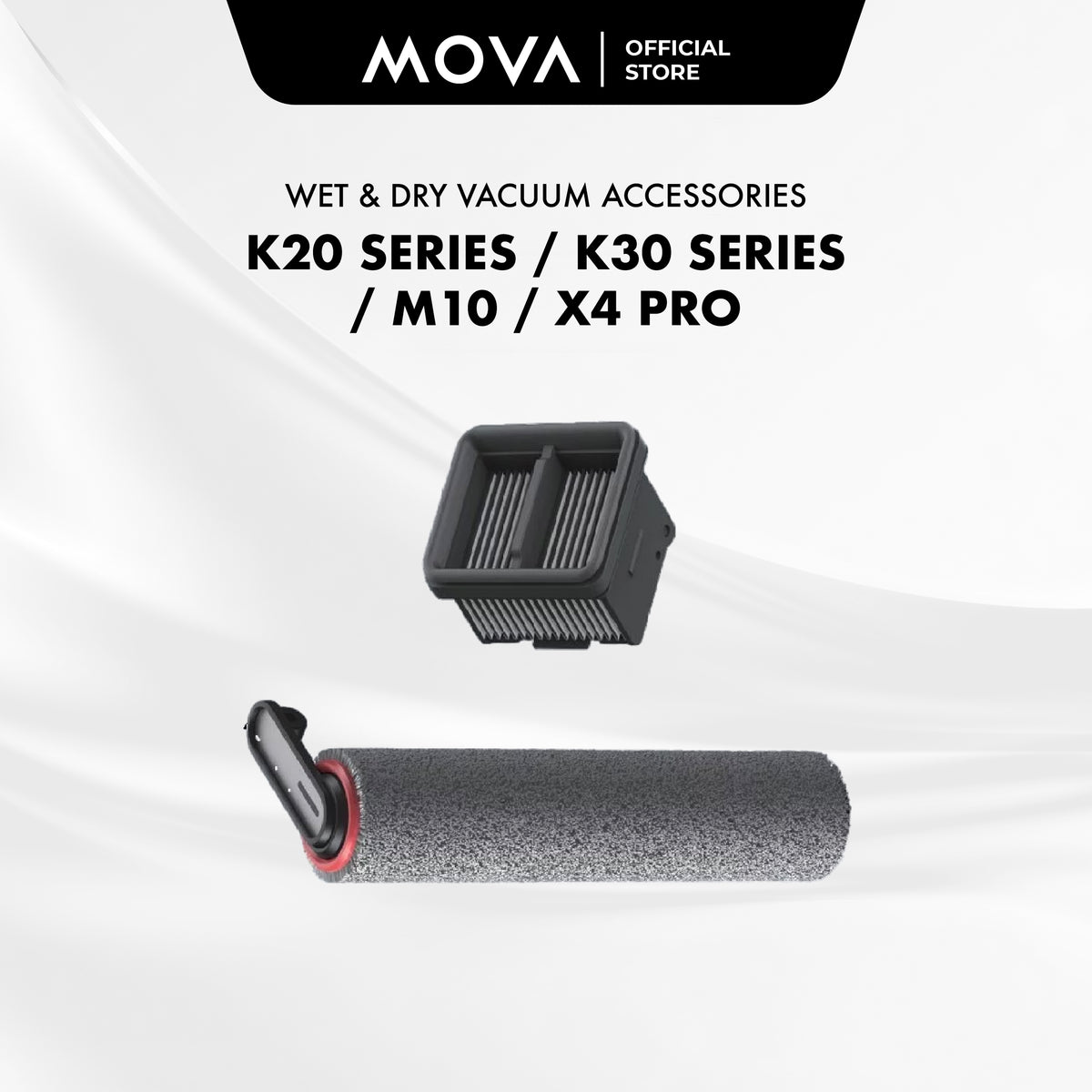 Mova Vacuum Cleaner Accessories Filter Roller Brush (K20/20 Pro/K30/K30 Mix/M10/X4 Pro)