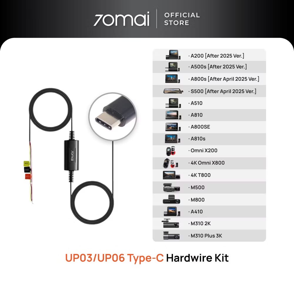 70mai Adjustable Hardwire Kit - Type-C (UP06)