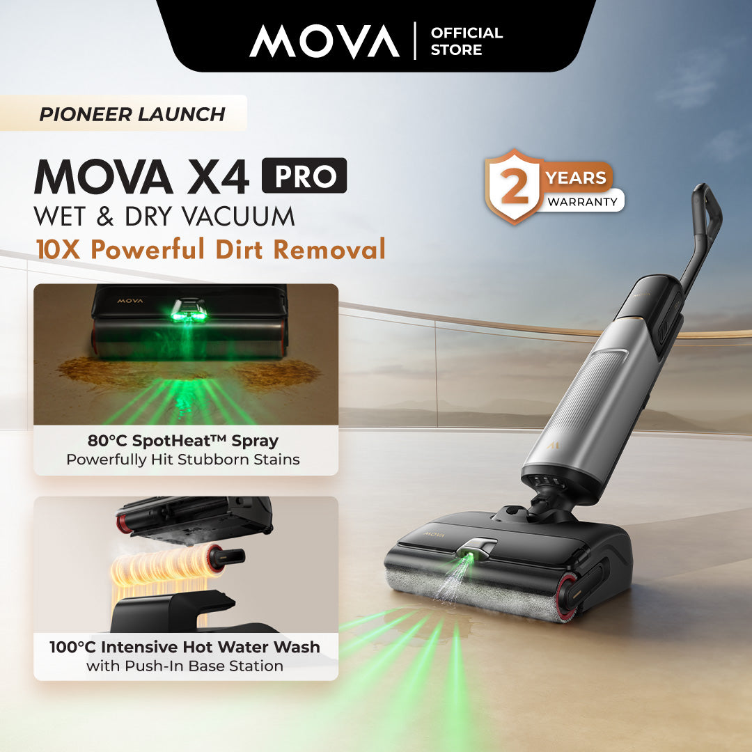 MOVA X4 Pro Wet Dry Floor Washer & Vacuum Cleaner | Hot-Water Floor Cleaning | 100°C Hot Water Wash