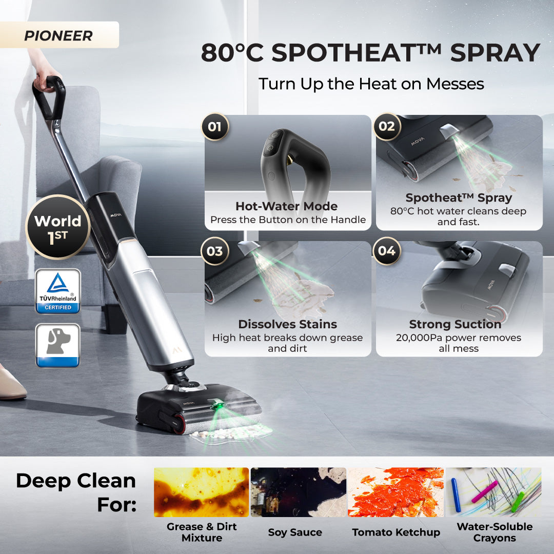 MOVA X4 Pro Wet Dry Floor Washer & Vacuum Cleaner | Hot-Water Floor Cleaning | 100°C Hot Water Wash