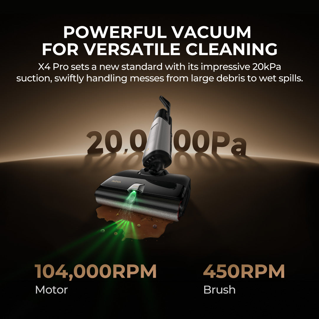 MOVA X4 Pro Wet Dry Floor Washer & Vacuum Cleaner | Hot-Water Floor Cleaning | 100°C Hot Water Wash