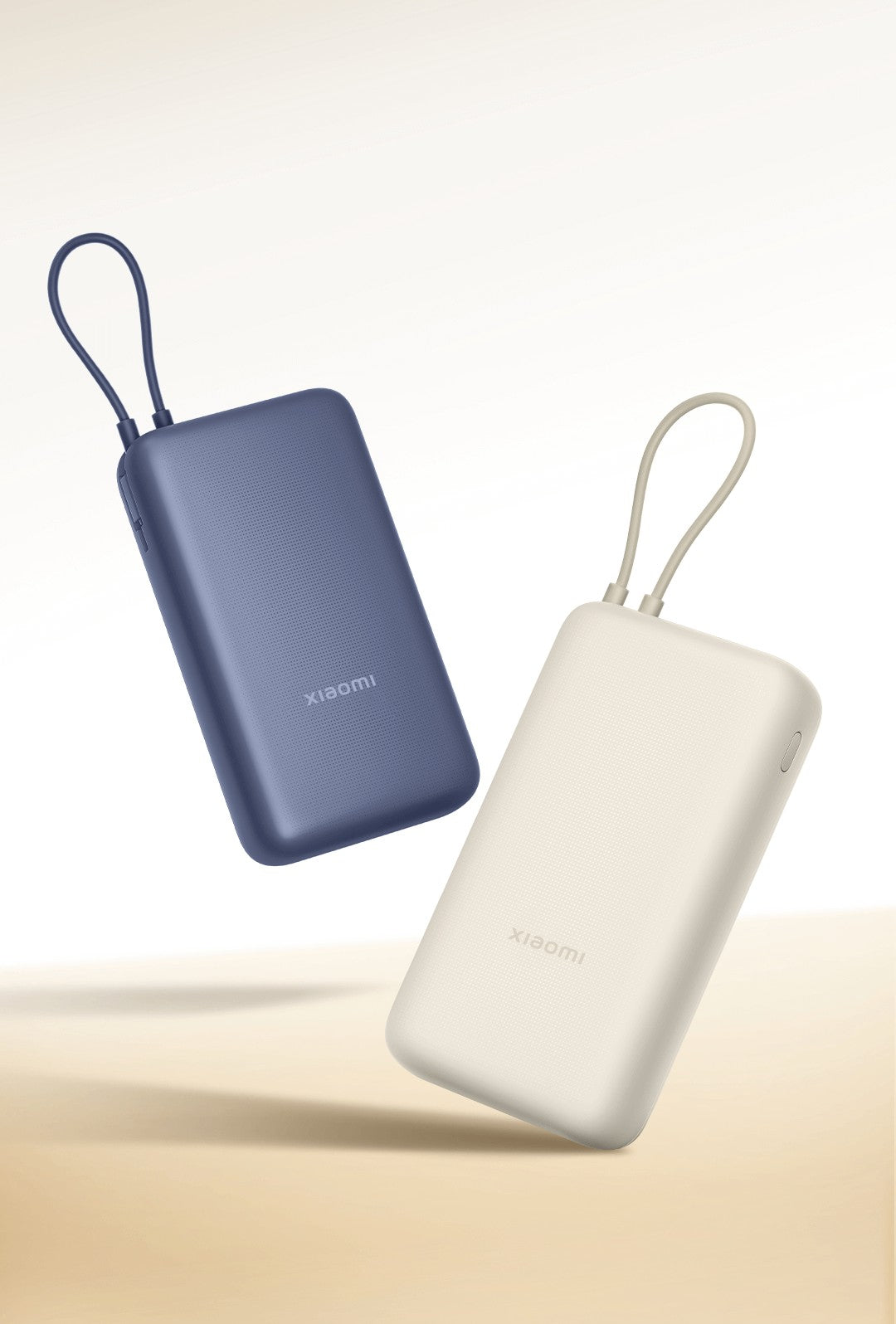 Power bank 33W 20,000mAh with integrated cable, blue and white
