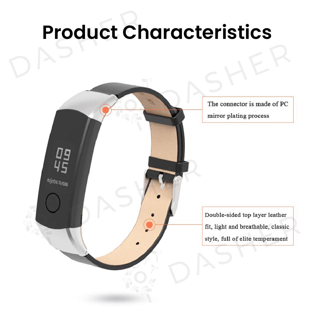 Mijobs Leather Strap for Honor Band 5 and Band 4