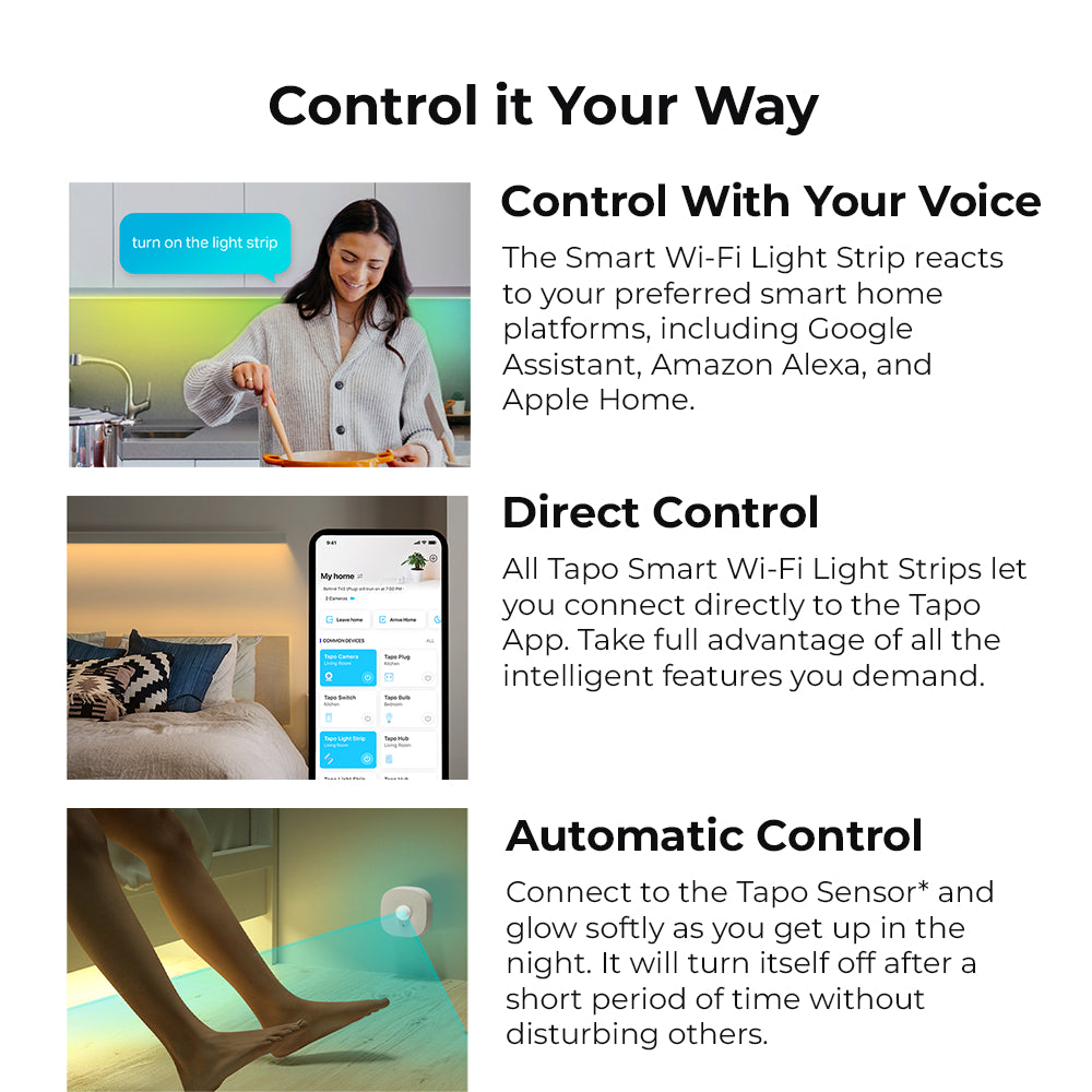 【Easy set up】TP-Link LED Smart WiFi Light Strip, RGB Million Color Lights (Voice Control )Tapo L900-5M , RGBL920