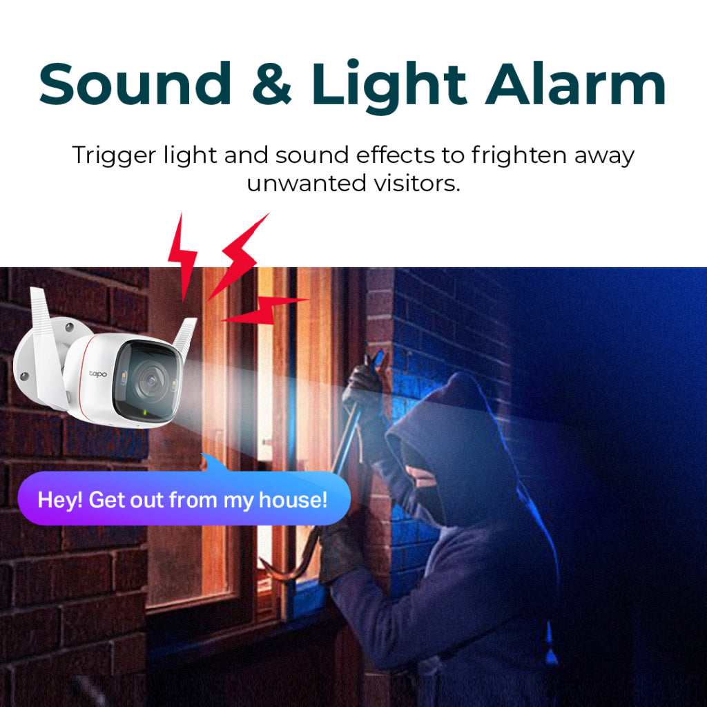 Outdoor Wi‑Fi CCTV camera with sound and light alarm features