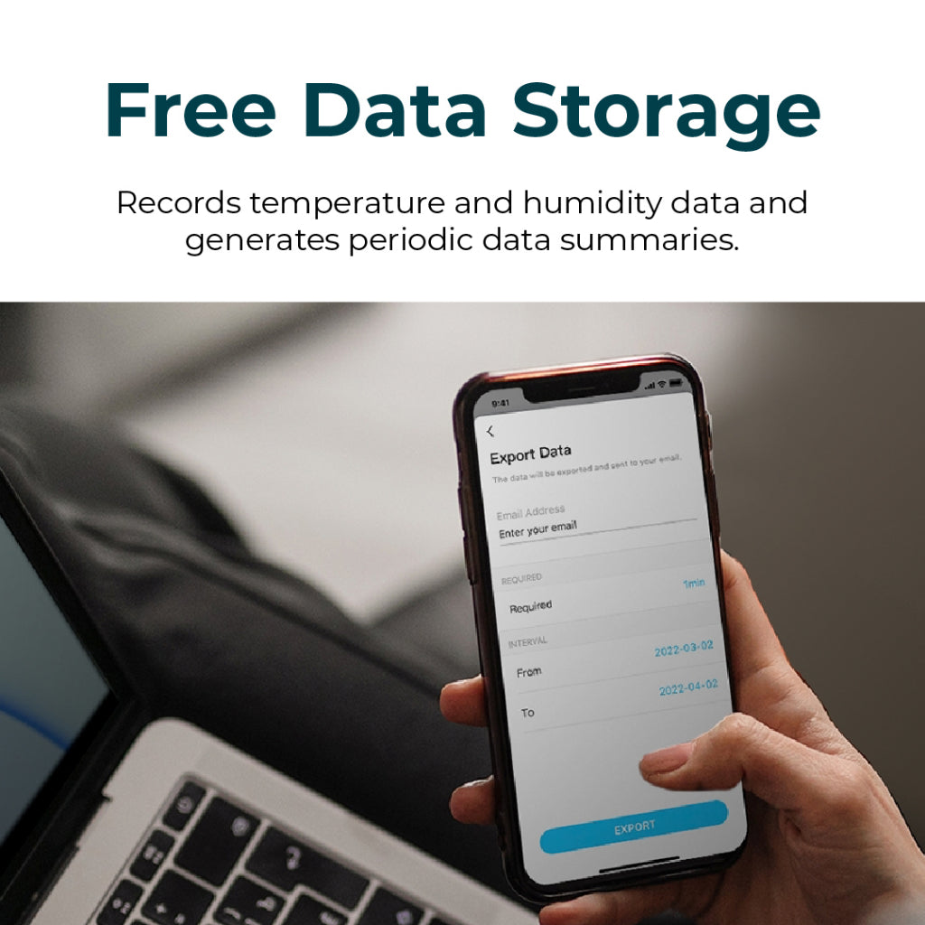 Tapo temperature & humidity monitor data exported on a smartphone screen