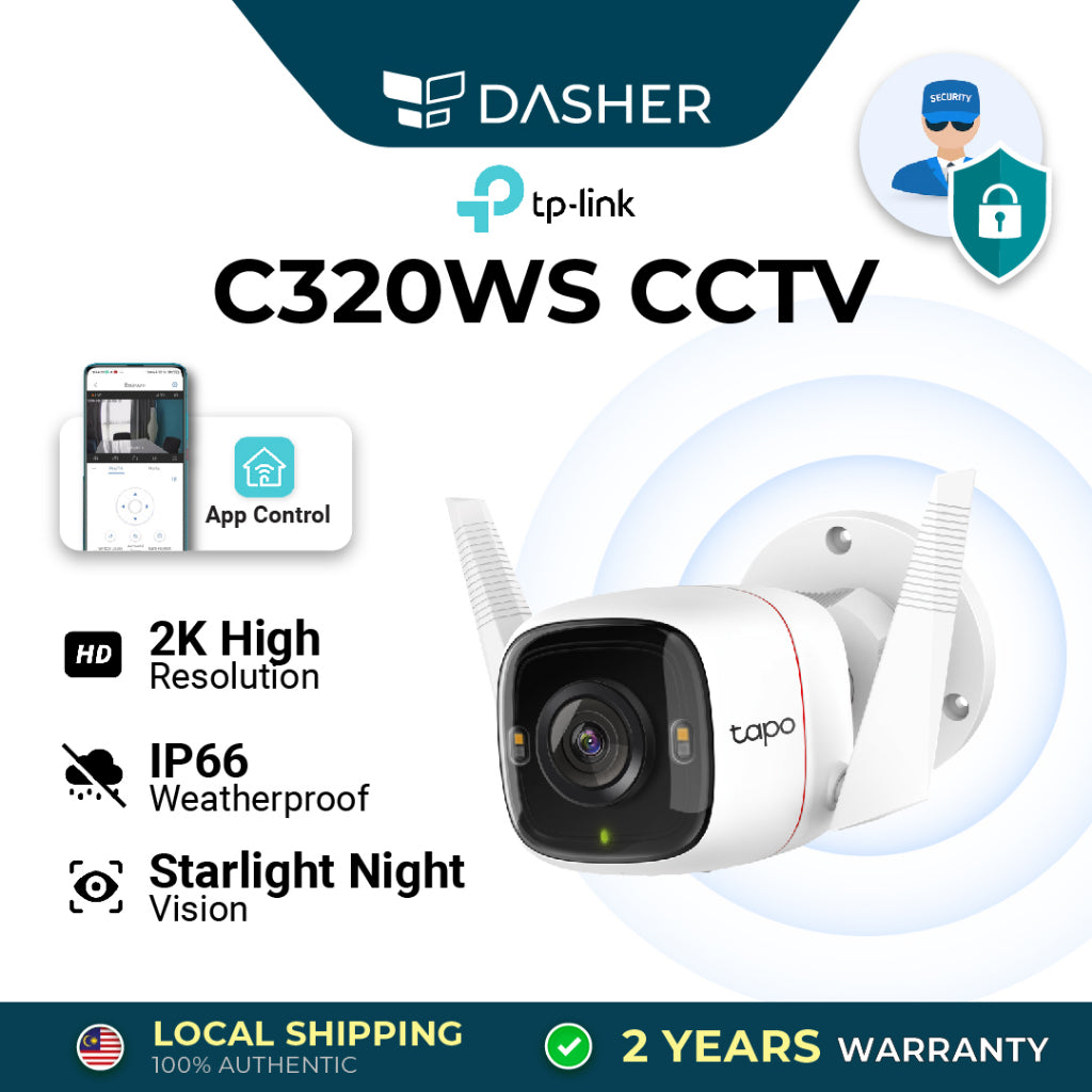 TP-Link Tapo C320WS outdoor security CCTV camera, white housing with black lens front