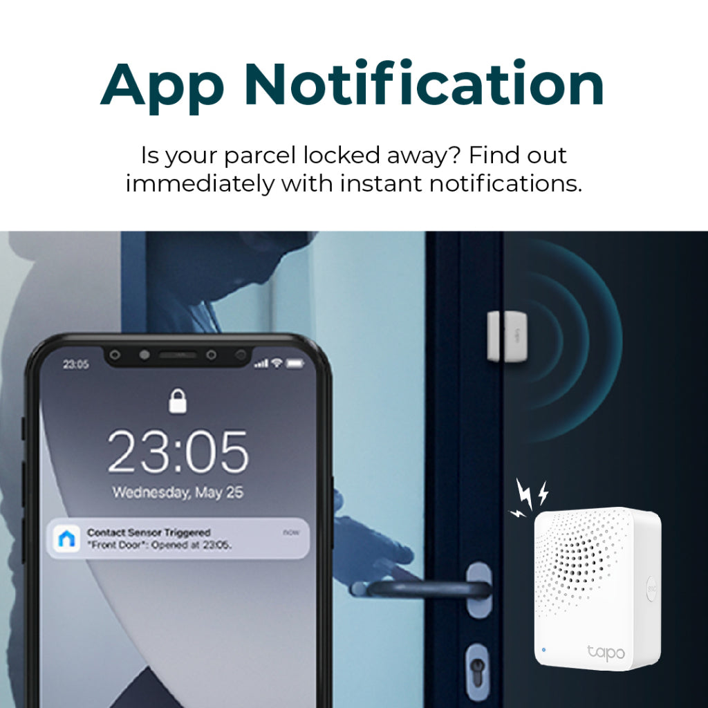 Smart contact sensor app notification on phone with door lock indicator