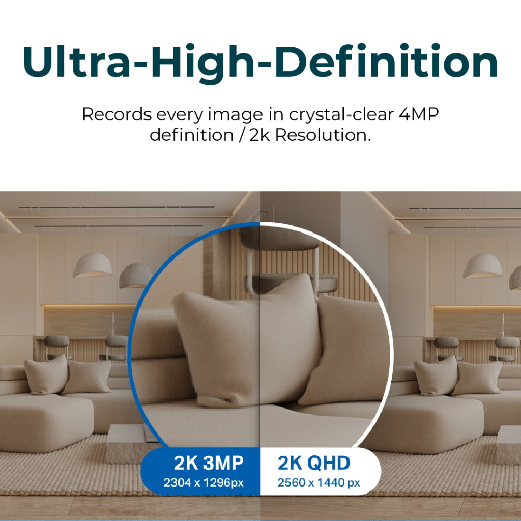 Outdoor Wi‑Fi CCTV 2K resolution options (2K 3MP and 2K QHD)