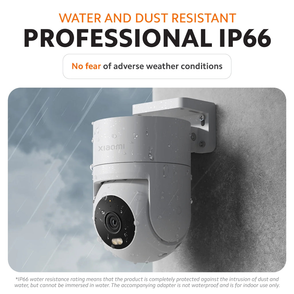 Outdoor security camera IP66 waterproof dust-resistant feature graphic