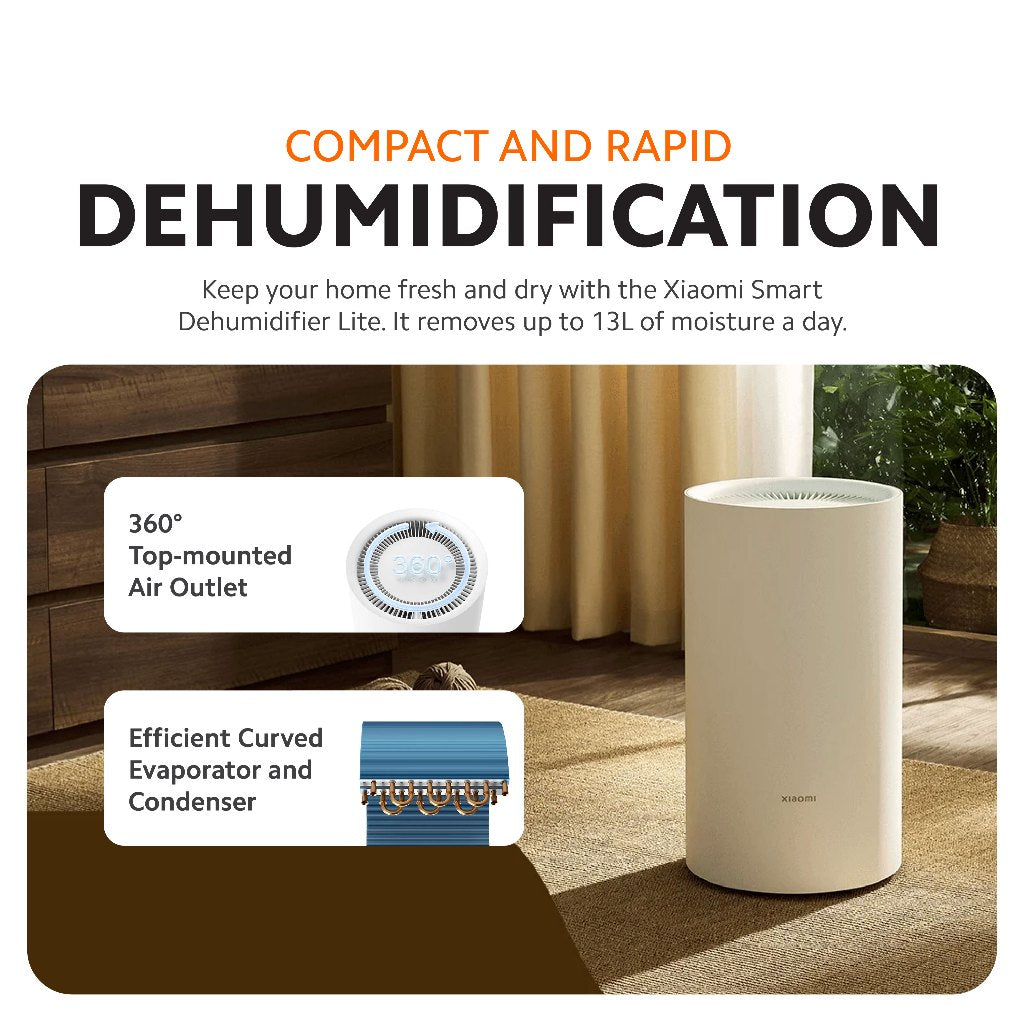 White Xiaomi smart dehumidifier with top air outlet grille