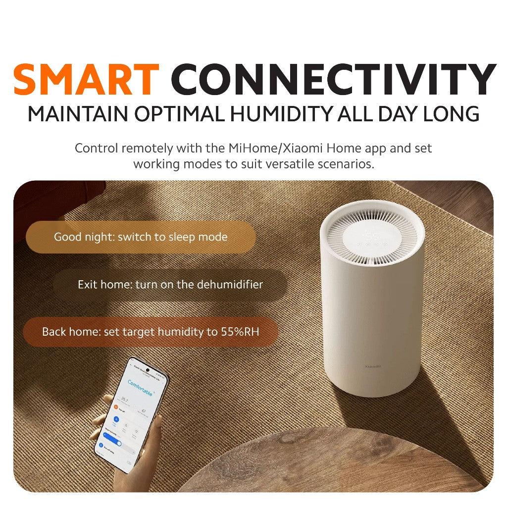 White Xiaomi smart dehumidifier with top air outlet grille