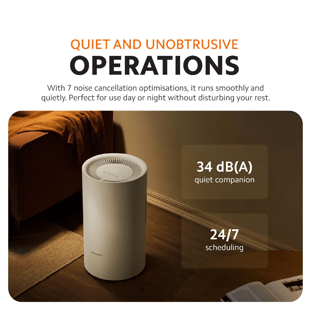 White Xiaomi smart dehumidifier standing with round top air outlet