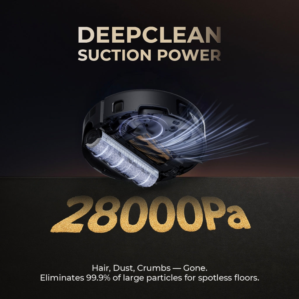 Robot vacuum underside with deep-clean suction graphic illustration