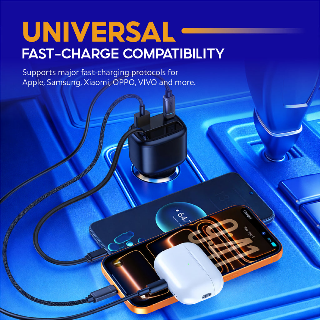VINKO KV-1 100W Car Charger with Built-in USB-C Cable