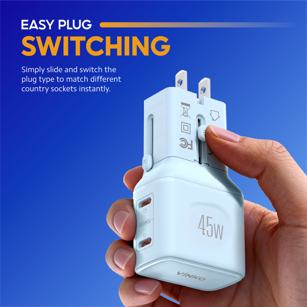 VINKO C1 45W Dual USB-C Travel Charger