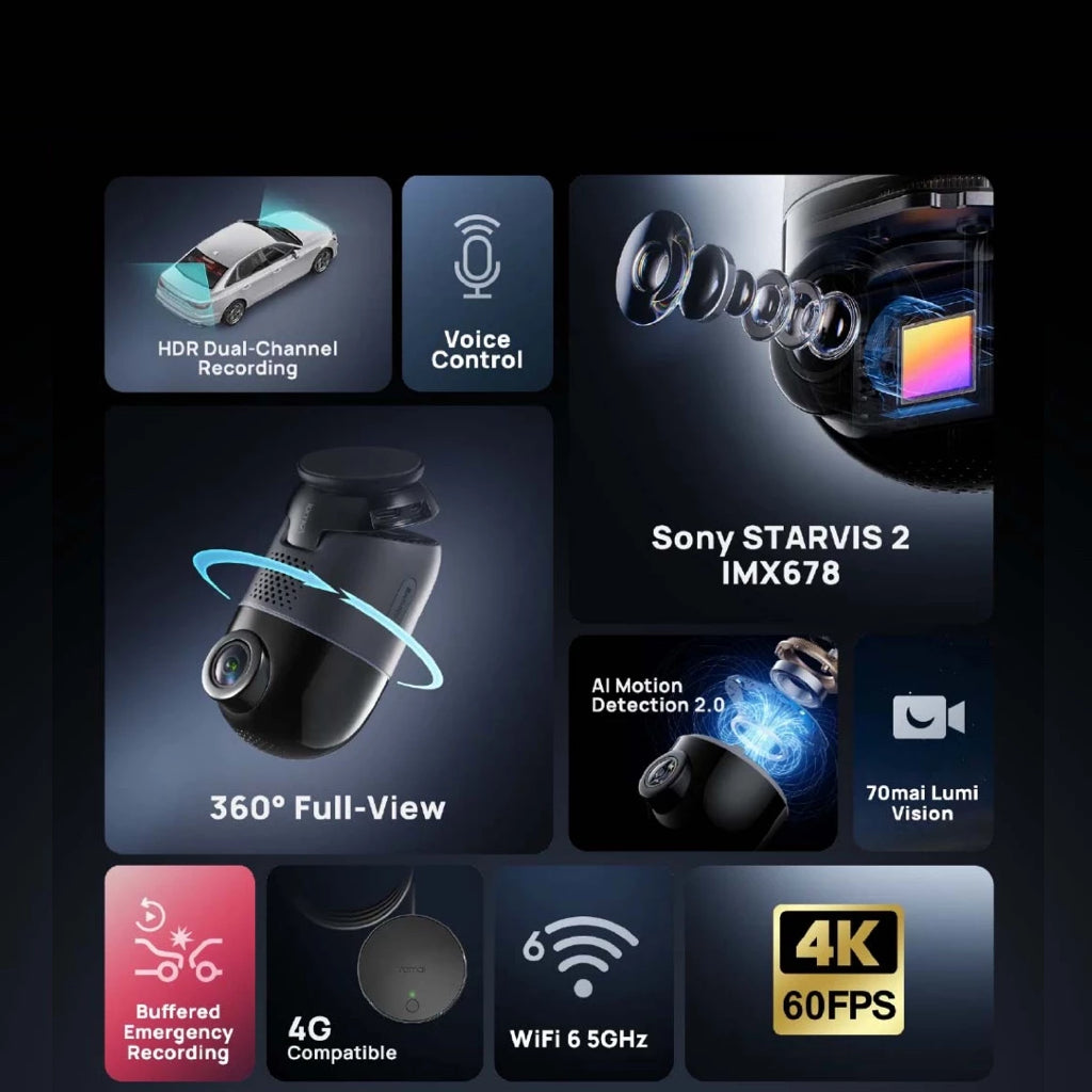 70mai Omni X800 4K 360° Dash Cam