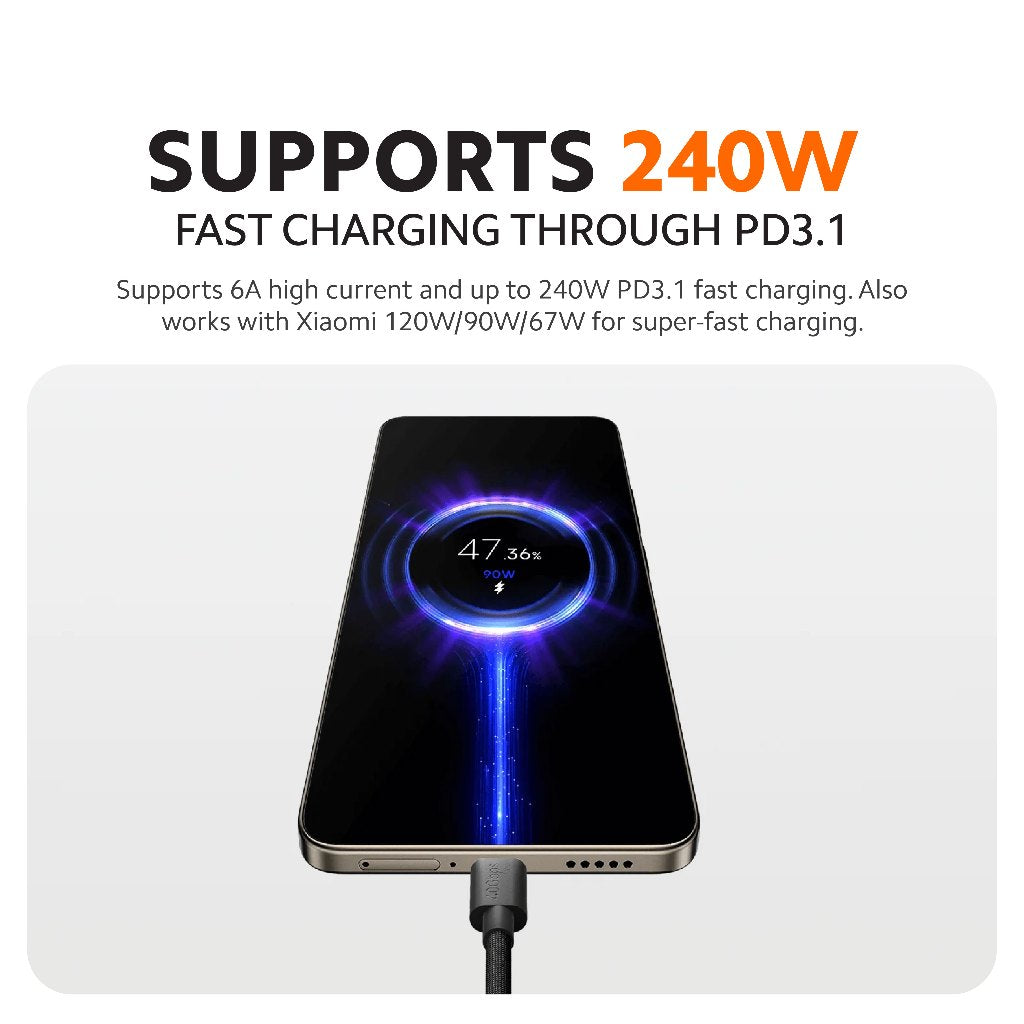 Xiaomi 6A High-Speed USB4 Braided USB-C to USB-C Cable