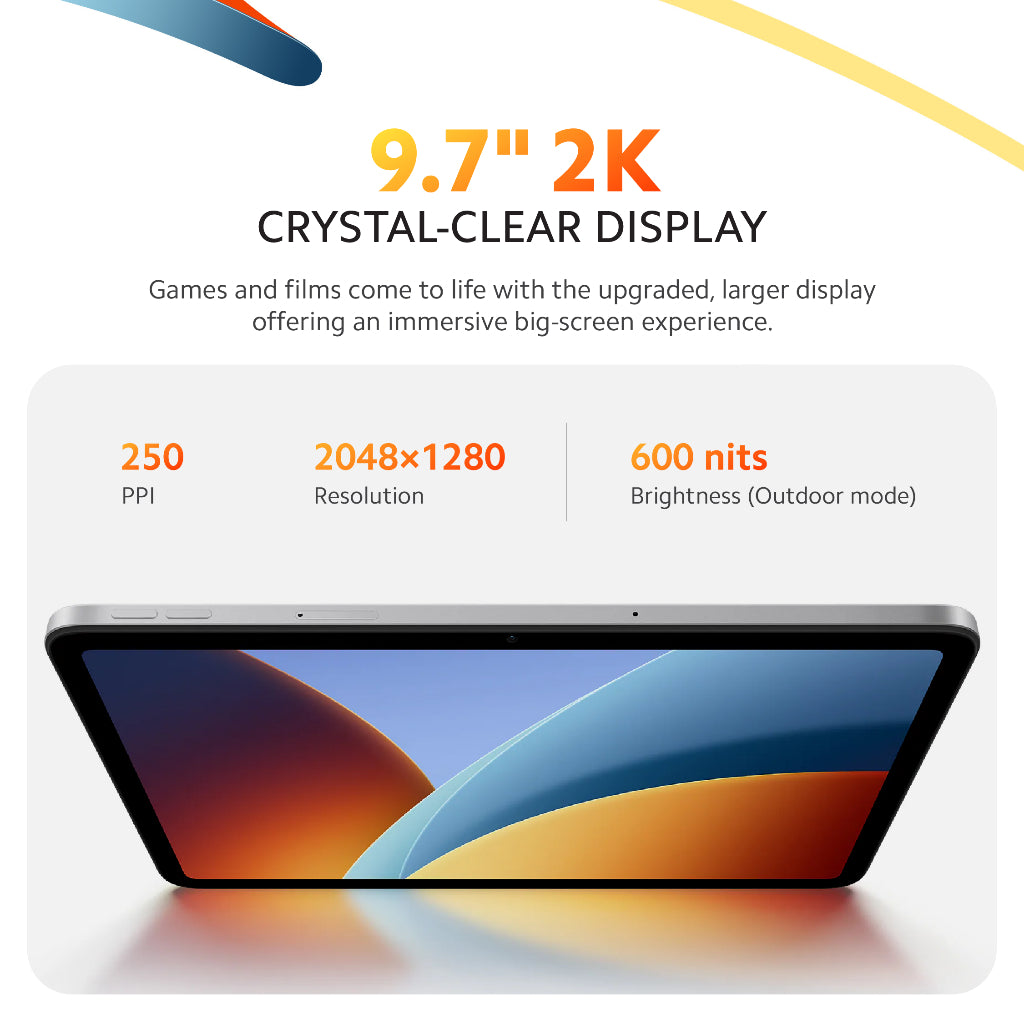 REDMI Pad 2 tablet front view with 9.7-inch display filling the frame