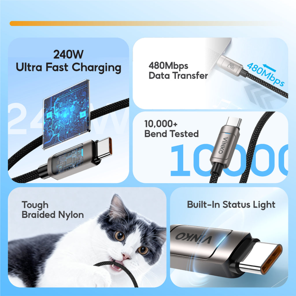 VINKO N1001 240W USB-C to USB-C Cable
