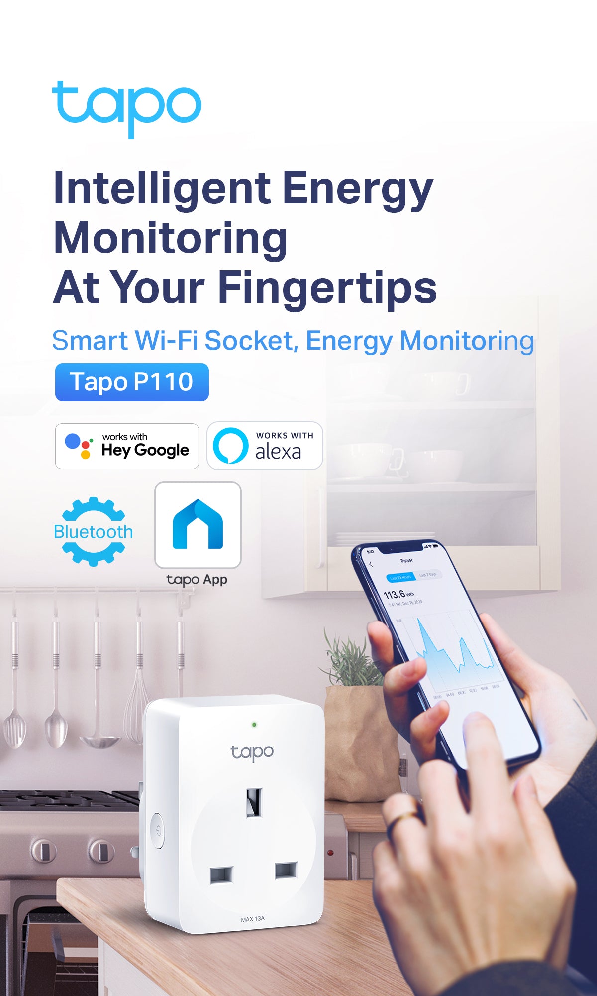 【Safety Smart Plug】TP-LINK TAPO P110 (2PX) MINI SmartPlug, Energy monitor Timer plug, works with Google Home_Wifi_Smart