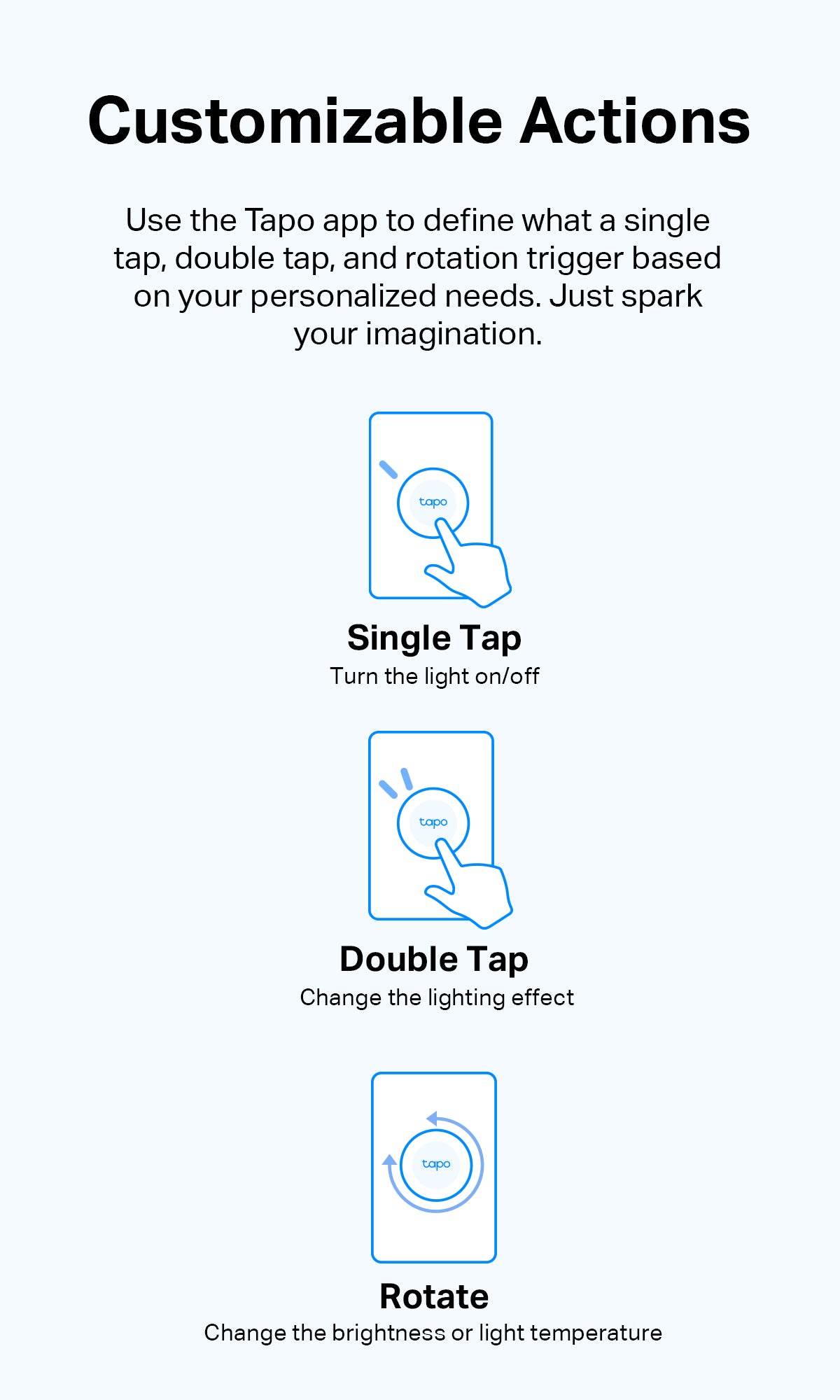 Tapo smart button customizable actions: single tap, double tap, rotate