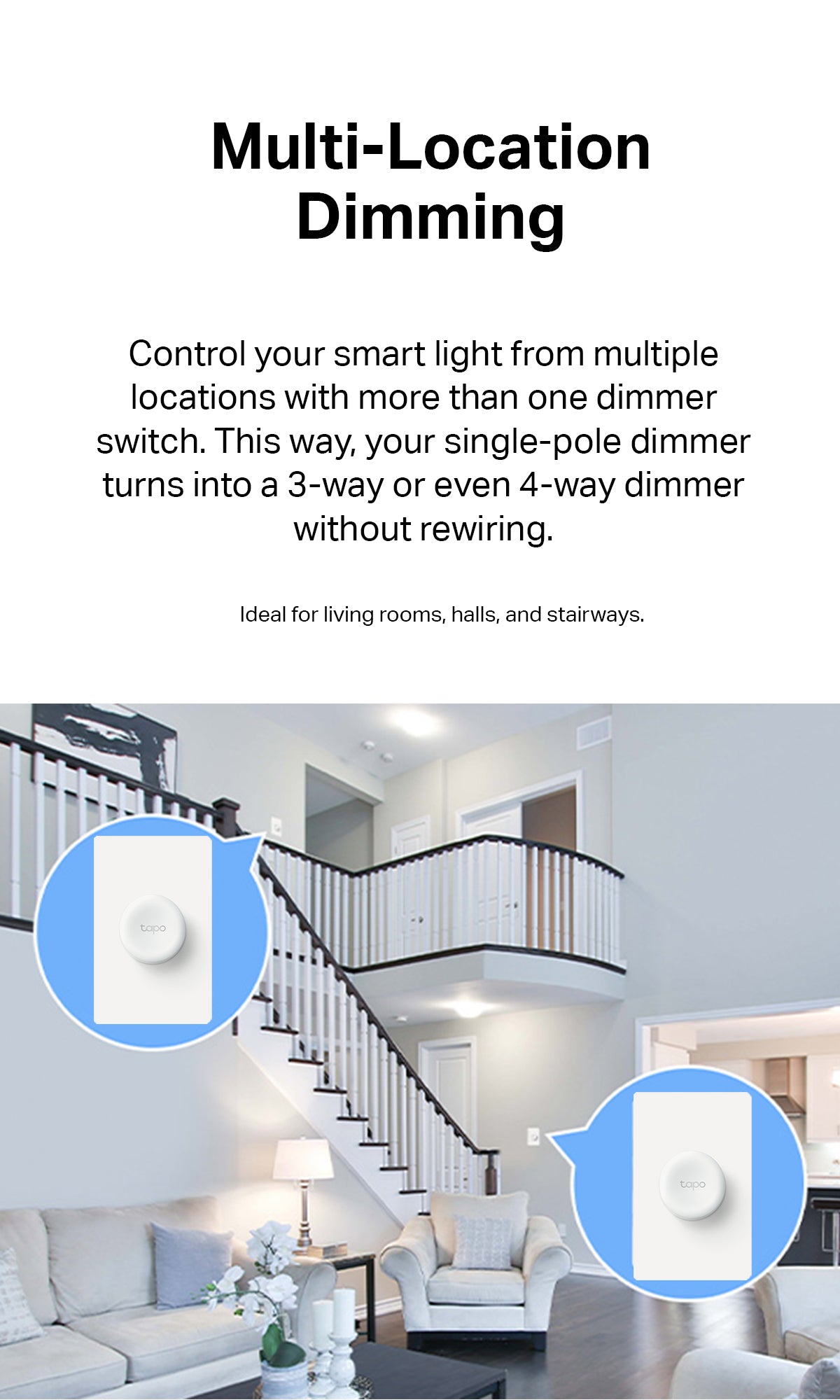 Wall-mounted smart button for multi-location dimming in several rooms
