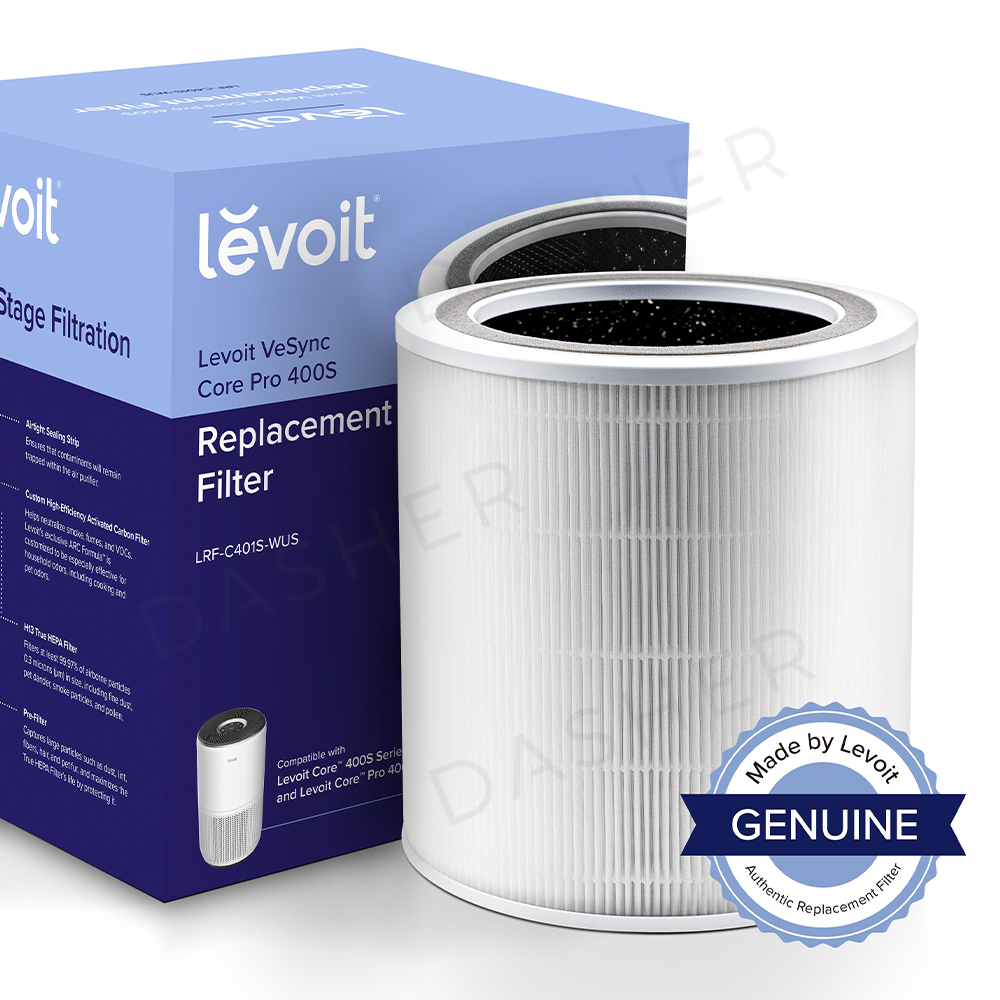 White pleated replacement air filter with circular top opening