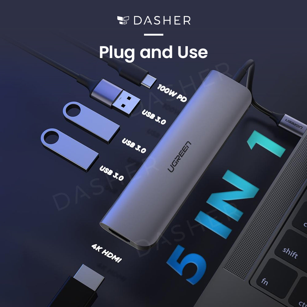 UGreen 5 in 1 USB C Hub - 5 Ports 4K HDMI