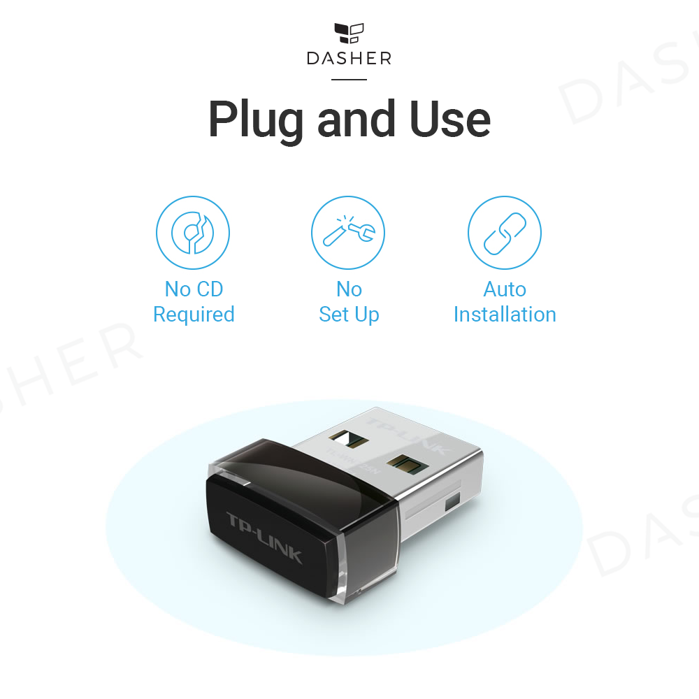 TL-WN725N USB-WLAN-Adapter, Plug-and-Use Design, silberner Stecker