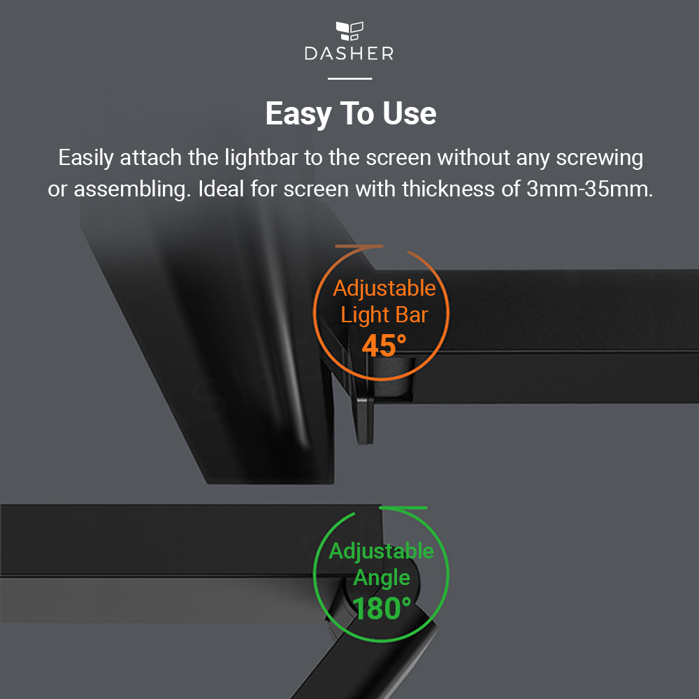 Monitor hanging light bar with adjustable clamp and support arm