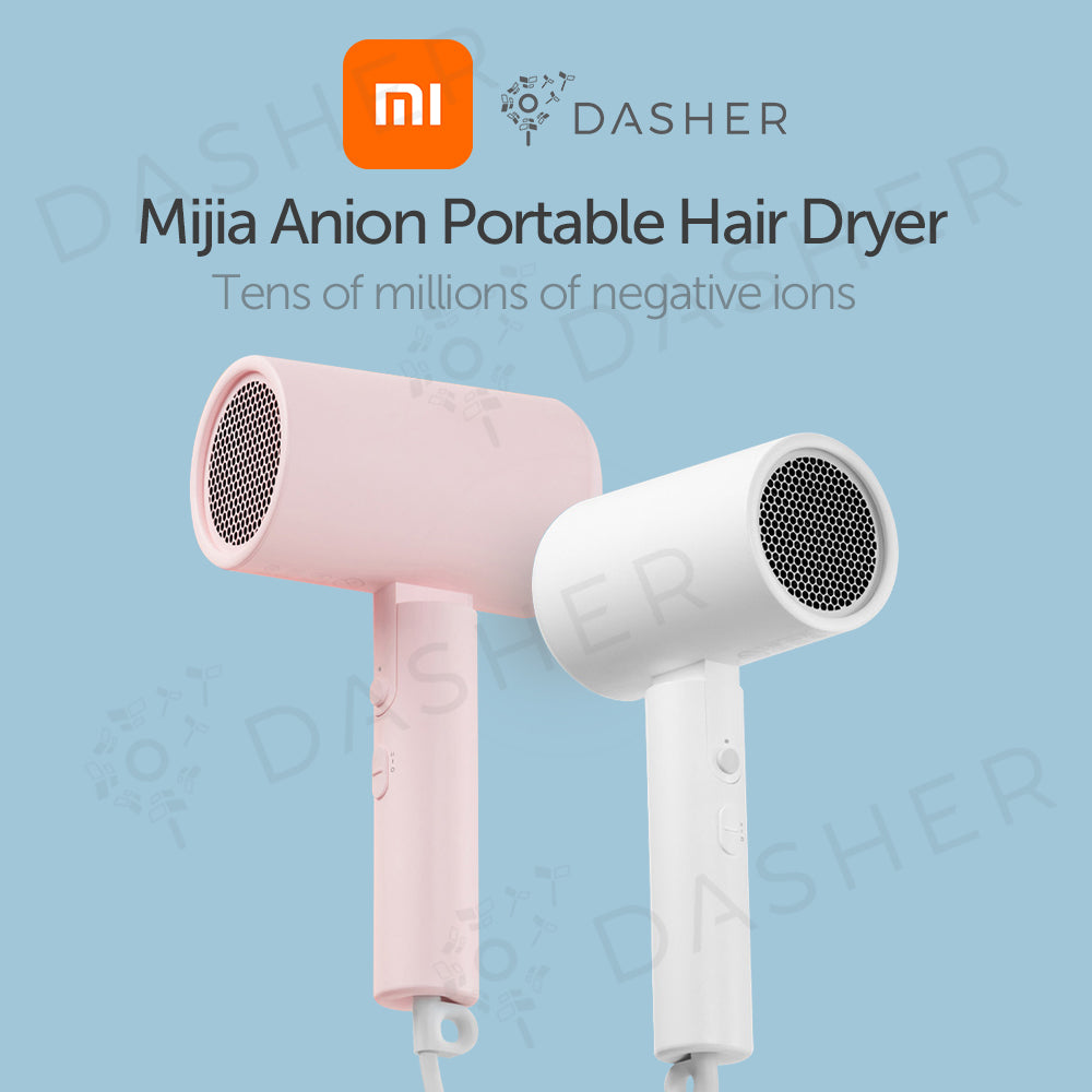 XiaoMi H101 Hair Dryer Negative Ion Quick Drying Foldable Anti Damage Deep Hydration - White/Pink (1600W) 小米负离子速干吹风机