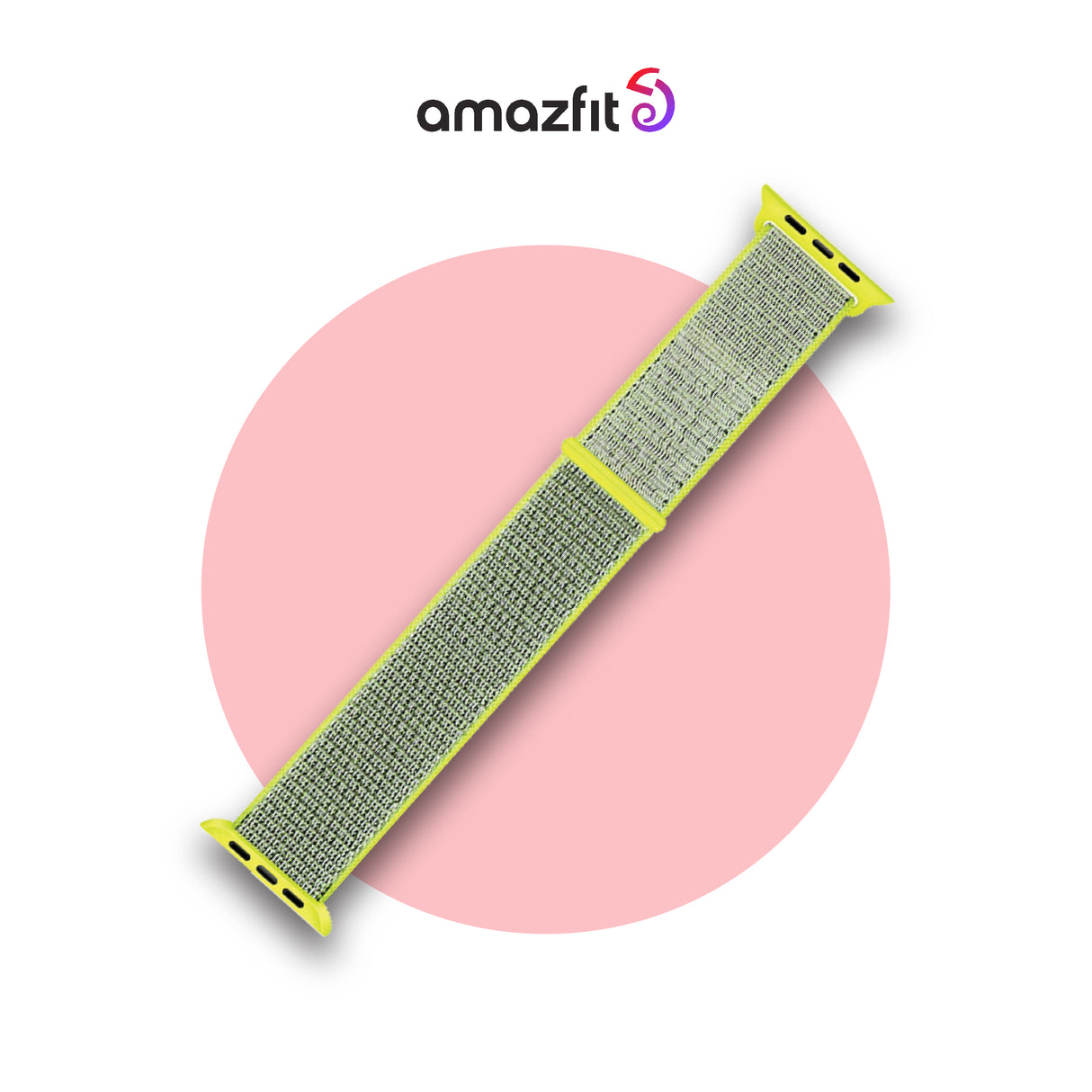Bright yellow 20mm nylon watch strap with pin buckle and adjustment holes