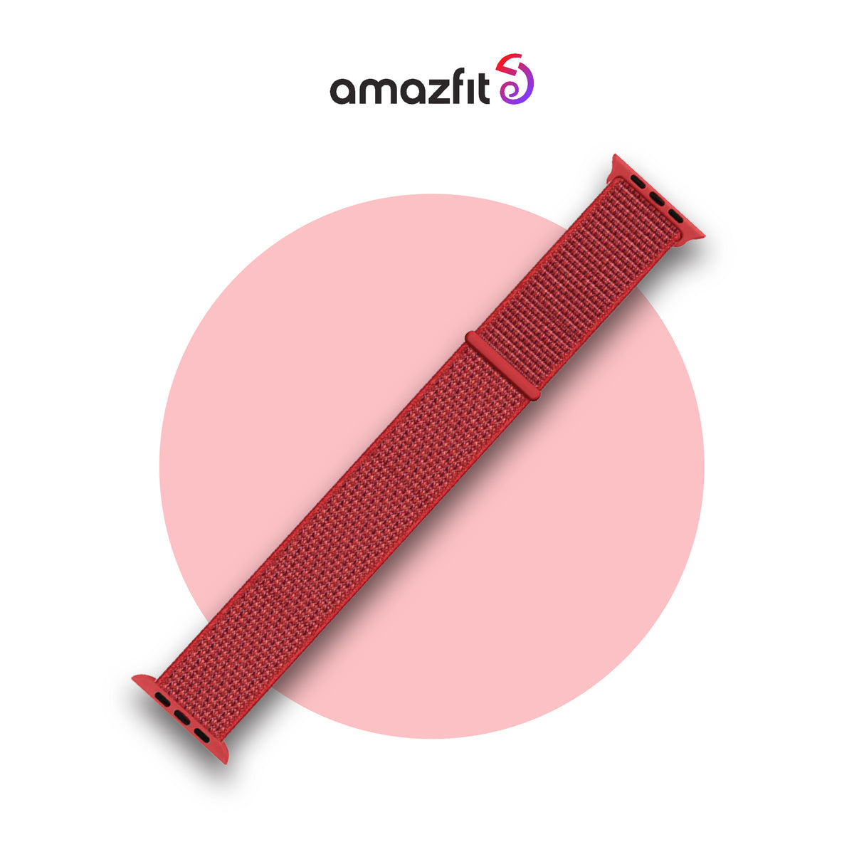 20mm Nylon Strap in Red with pin-and-loop fastening ends